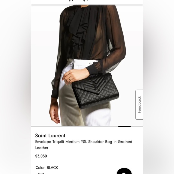 YSL All Black Mixed Matelasse Medium Shoulder Bag - Picture 14 of 15